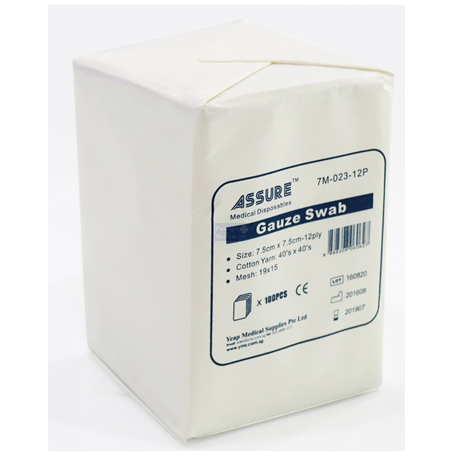 Assure Gauze Swab Non Sterile 5cm X 5cm X12-PLY (100pcs/box)